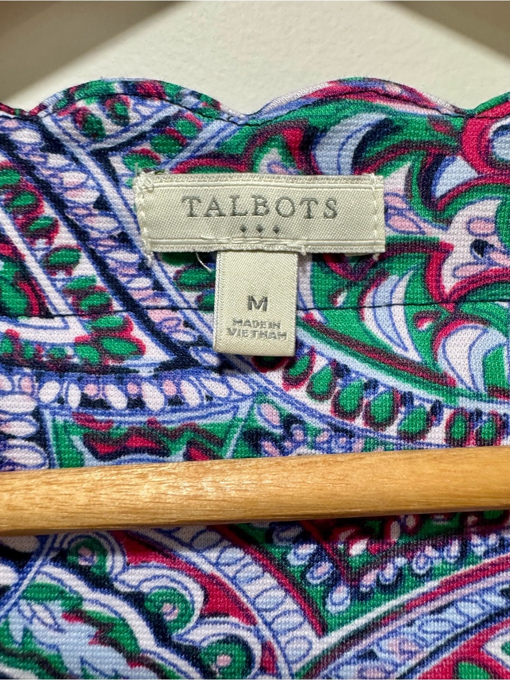 Talbots Floral Paisley Shift Dress Sleeveless Scalloped Collar Sheath Size M - Picture 3 of 4